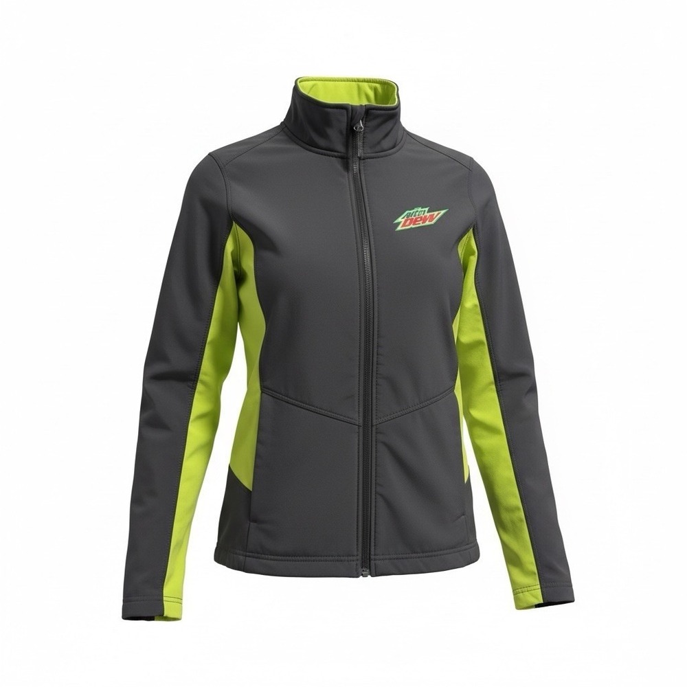 Port‎ Authority Jacket Ladies Small Gray Gn Soft Shell Mountain Dew Fleece Lined